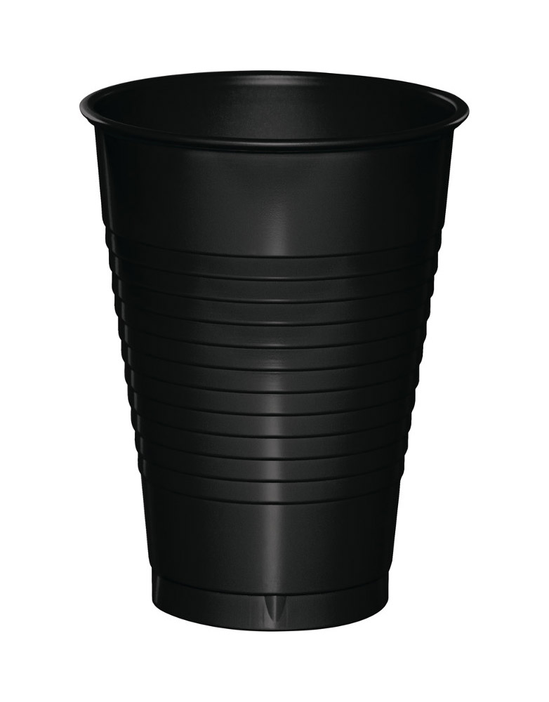 black plastic disposable cups