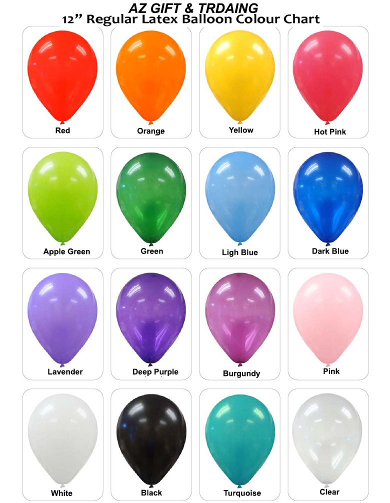12 inches Plain Regular balloon - AZ Gift & Trading