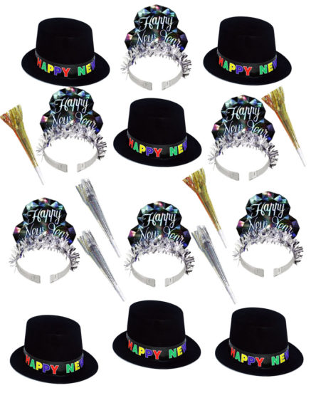 New Year Party Set Velvet Top Hat Tiara Horn