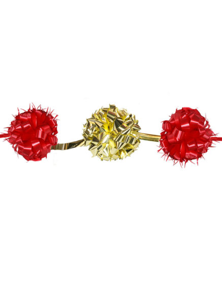 Ribbon Cutting Bow Metallic Gold with Two Red