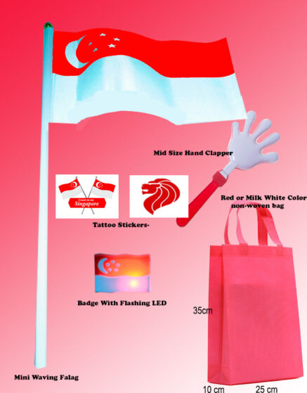 National Day Goodie Bag w LED Badge non woven bag